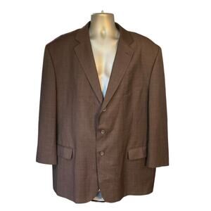 Vinci Brown Suit Jacket Blazer Checked Italian Single Breasted Neutral Size 52R